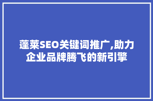 蓬莱SEO关键词推广,助力企业品牌腾飞的新引擎  第1张