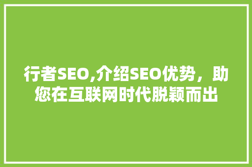 行者SEO,介绍SEO优势，助您在互联网时代脱颖而出