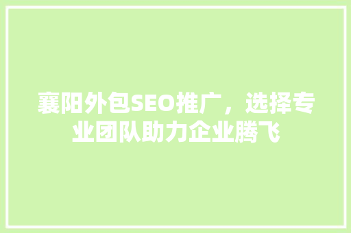 襄阳外包SEO推广，选择专业团队助力企业腾飞
