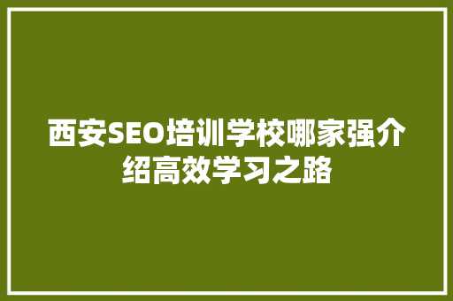 西安SEO培训学校哪家强介绍高效学习之路