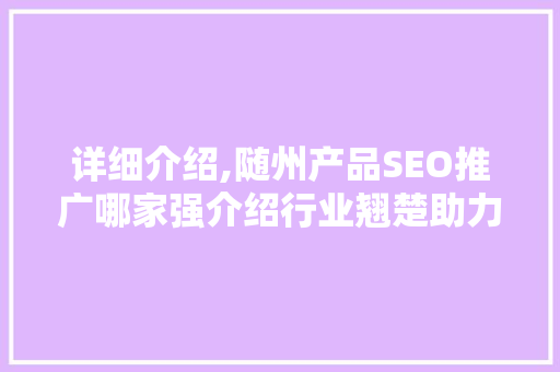 详细介绍,随州产品SEO推广哪家强介绍行业翘楚助力企业腾飞