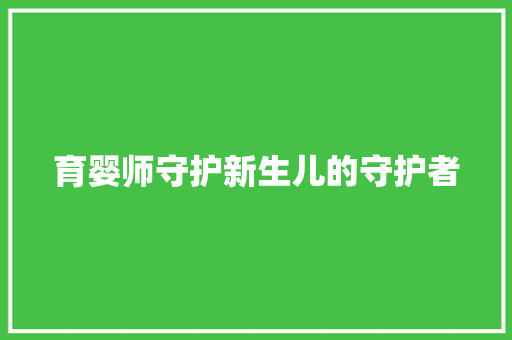育婴师守护新生儿的守护者