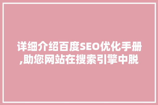 详细介绍百度SEO优化手册,助您网站在搜索引擎中脱颖而出