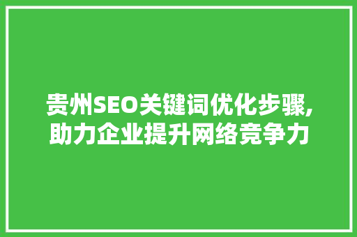贵州SEO关键词优化步骤,助力企业提升网络竞争力