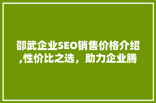 邵武企业SEO销售价格介绍,性价比之选，助力企业腾飞