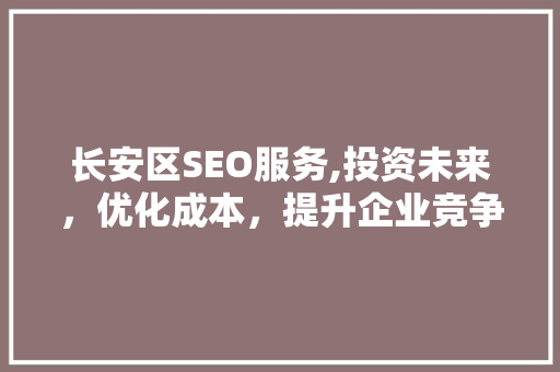 长安区SEO服务,投资未来，优化成本，提升企业竞争力