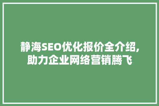 静海SEO优化报价全介绍,助力企业网络营销腾飞  第1张