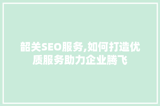 韶关SEO服务,如何打造优质服务助力企业腾飞