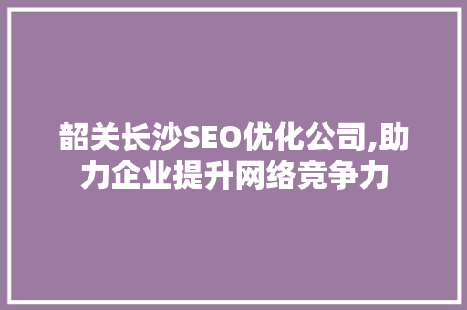 韶关长沙SEO优化公司,助力企业提升网络竞争力