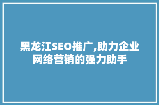 黑龙江SEO推广,助力企业网络营销的强力助手
