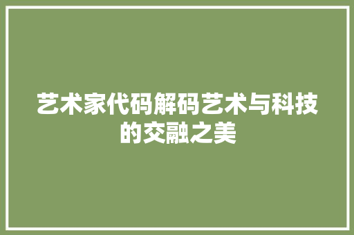 艺术家代码解码艺术与科技的交融之美