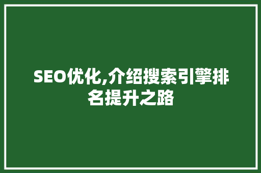 SEO优化,介绍搜索引擎排名提升之路  第1张
