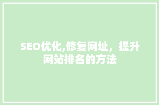 SEO优化,修复网址，提升网站排名的方法
