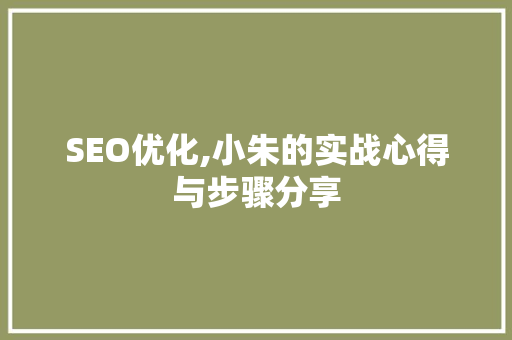 SEO优化,小朱的实战心得与步骤分享  第1张