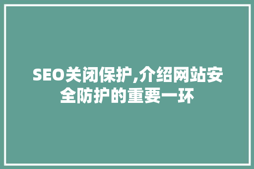 SEO关闭保护,介绍网站安全防护的重要一环