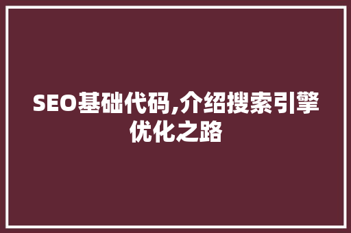 SEO基础代码,介绍搜索引擎优化之路
