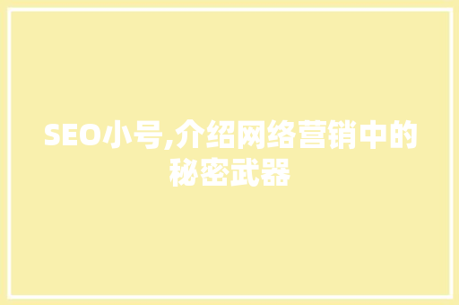 SEO小号,介绍网络营销中的秘密武器  第1张