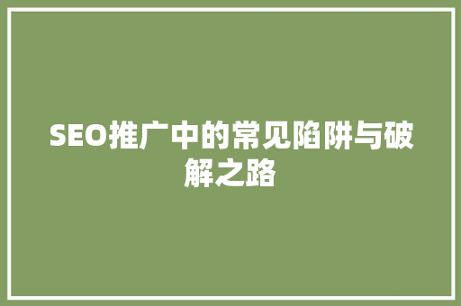 SEO推广中的常见陷阱与破解之路