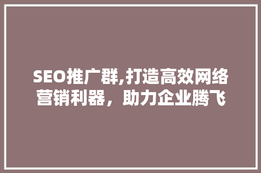 SEO推广群,打造高效网络营销利器，助力企业腾飞