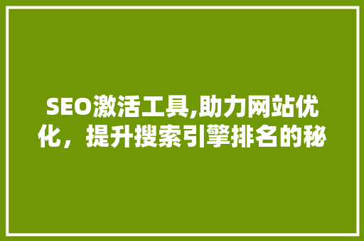 SEO激活工具,助力网站优化，提升搜索引擎排名的秘密武器  第1张