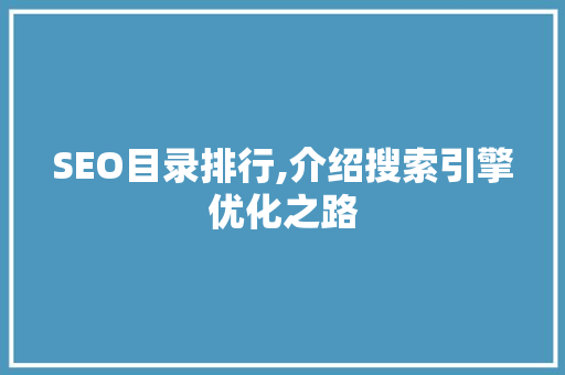 SEO目录排行,介绍搜索引擎优化之路