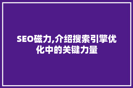 SEO磁力,介绍搜索引擎优化中的关键力量