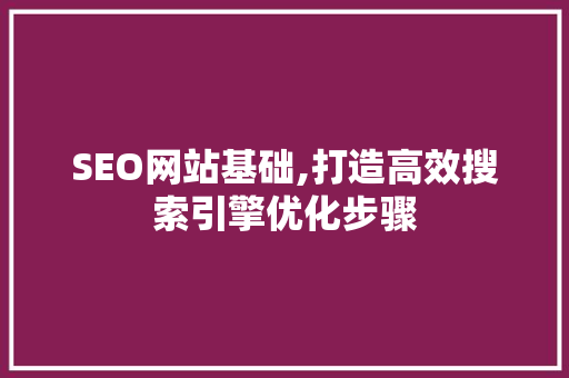 SEO网站基础,打造高效搜索引擎优化步骤