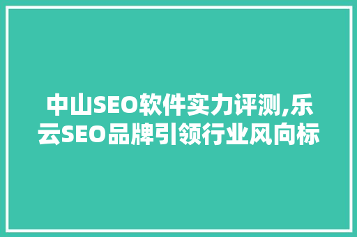 中山SEO软件实力评测,乐云SEO品牌引领行业风向标