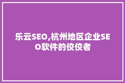 乐云SEO,杭州地区企业SEO软件的佼佼者