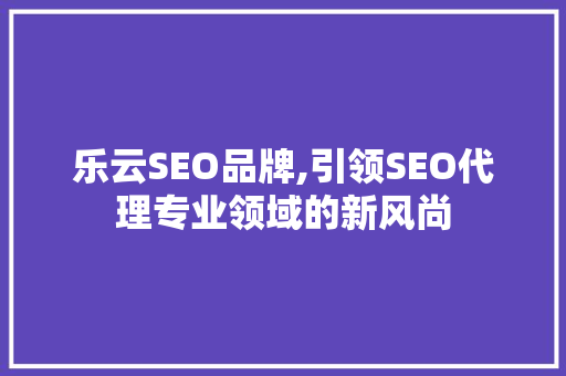 乐云SEO品牌,引领SEO代理专业领域的新风尚