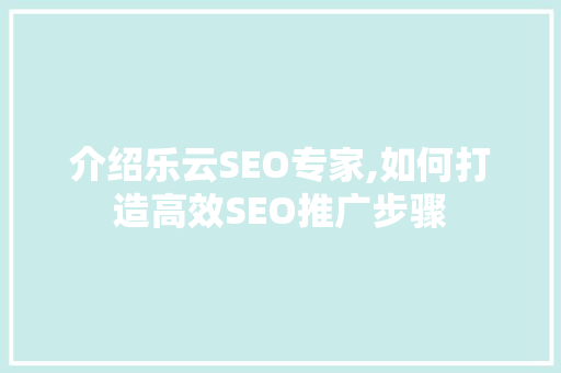 介绍乐云SEO专家,如何打造高效SEO推广步骤  第1张