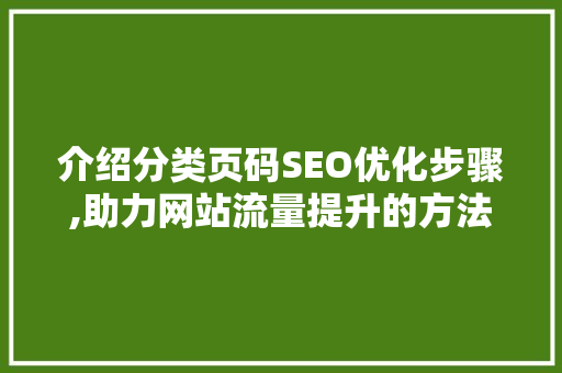 介绍分类页码SEO优化步骤,助力网站流量提升的方法