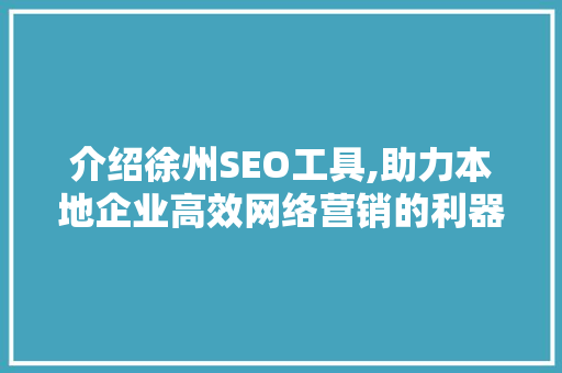 介绍徐州SEO工具,助力本地企业高效网络营销的利器