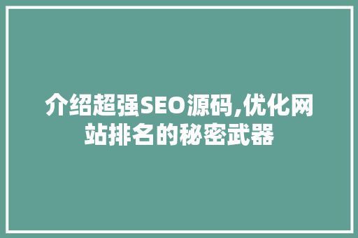 介绍超强SEO源码,优化网站排名的秘密武器