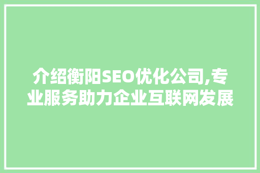 介绍衡阳SEO优化公司,专业服务助力企业互联网发展