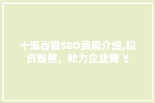 十堰百度SEO费用介绍,投资智慧，助力企业腾飞