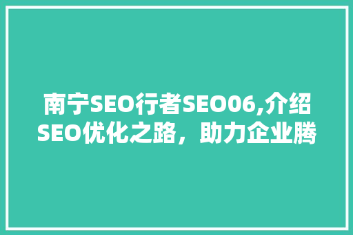 南宁SEO行者SEO06,介绍SEO优化之路，助力企业腾飞