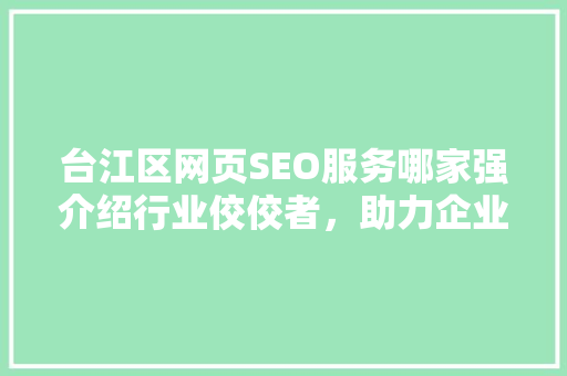 台江区网页SEO服务哪家强介绍行业佼佼者，助力企业腾飞！