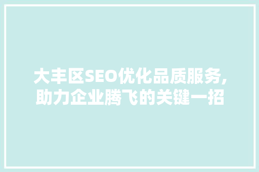 大丰区SEO优化品质服务,助力企业腾飞的关键一招  第1张