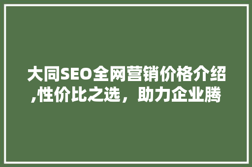 大同SEO全网营销价格介绍,性价比之选，助力企业腾飞