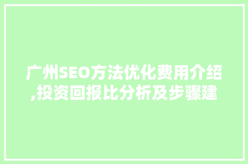 广州SEO方法优化费用介绍,投资回报比分析及步骤建议