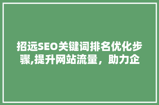招远SEO关键词排名优化步骤,提升网站流量，助力企业腾飞