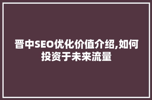 晋中SEO优化价值介绍,如何投资于未来流量  第1张