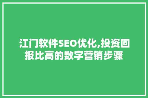 江门软件SEO优化,投资回报比高的数字营销步骤