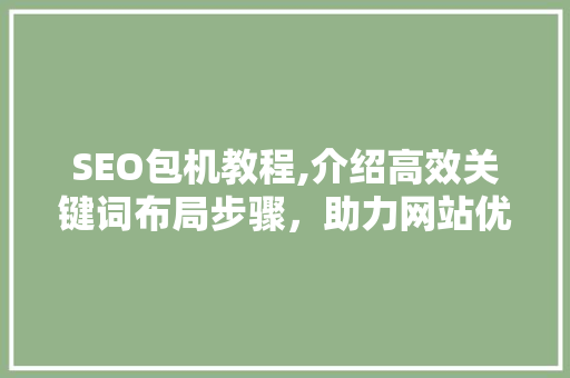 SEO包机教程,介绍高效关键词布局步骤，助力网站优化之路