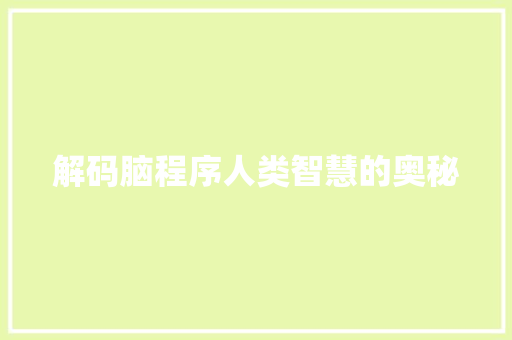 解码脑程序人类智慧的奥秘