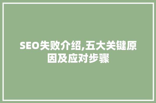 SEO失败介绍,五大关键原因及应对步骤