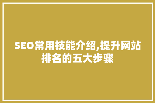 SEO常用技能介绍,提升网站排名的五大步骤