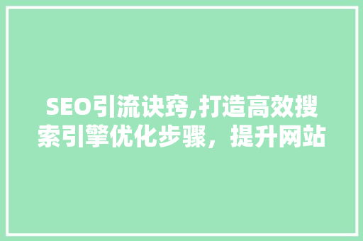 SEO引流诀窍,打造高效搜索引擎优化步骤，提升网站流量