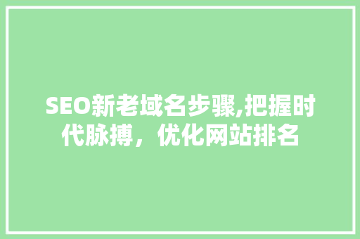 SEO新老域名步骤,把握时代脉搏，优化网站排名